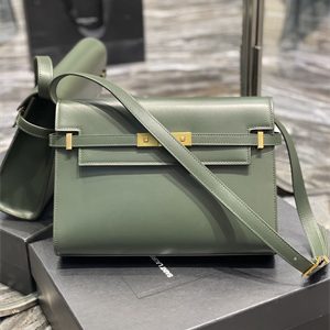 Y.S.L MANHATTAN Shoulder Bag In BOX Saint Laurent Green Color