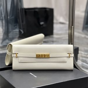 Y.S.L MANHATTAN CLUTCH IN BOX SAINT LAUREN Leather White Color
