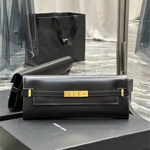Y.S.L MANHATTAN CLUTCH IN BOX SAINT LAUREN Leather Black Color