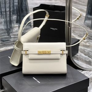 Y.S.L MANHATTAN SMALL Shoulder Bag In BOX Saint Laurent White Color
