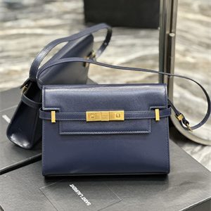 Y.S.L MANHATTAN SMALL Shoulder Bag In BOX Saint Laurent Navy Color