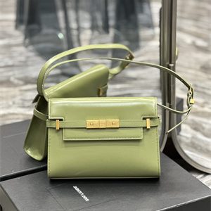 Y.S.L MANHATTAN SMALL Shoulder Bag In BOX Saint Laurent Lt Green Color