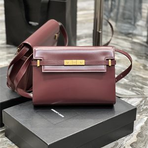 Y.S.L MANHATTAN Shoulder Bag In BOX Saint Laurent Burgundy Color