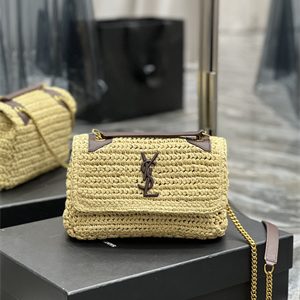 Y.S.L NIKI BABY In Raffia and Leather Beige Color