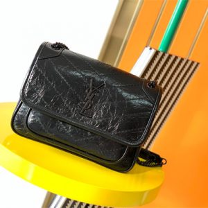 Y.S.L NIKI BABY In Vintage Leather All Black Color