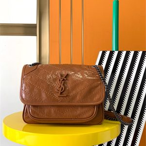 Y.S.L NIKI BABY In Vintage Leather Brown Color