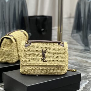 Y.S.L NIKI MEDIUM In Raffia and Leather Beige Color