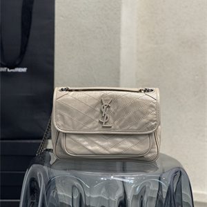 Y.S.L NIKI MEDIUM In Vintage Leather Greyish Brown Color