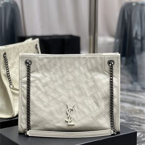 Y.S.L NIKI SHOPPING BAG In Vintage Leather White Color