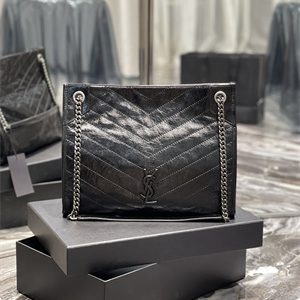 Y.S.L NIKI SHOPPING BAG In Vintage Leather Black- Silver Chain Color
