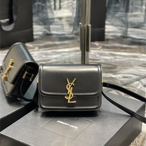 Y.S.L SOLFERINO SMALL SATCHEL IN BOX SAINT LAUREN Gold Tone Metal Black Color