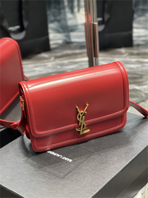 Y.S.L SOLFERINO MEDIUM SATCHEL IN BOX SAINT LAUREN Gold Tone Metal Red ...