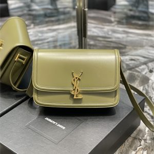 Y.S.L SOLFERINO MEDIUM SATCHEL IN BOX SAINT LAUREN Gold Tone Metal Olive Green Color