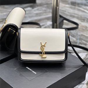 Y.S.L SOLFERINO MEDIUM SATCHEL IN BOX SAINT LAUREN Gold Tone Metal White/Black Color