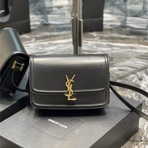 Y.S.L SOLFERINO MEDIUM SATCHEL IN BOX SAINT LAUREN Gold Tone Metal Black Color