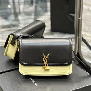 Y.S.L SOLFERINO MEDIUM SATCHEL IN BOX SAINT LAUREN Gold Tone Metal Black/Pale Yellow Color