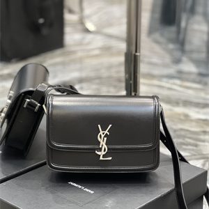 Y.S.L SOLFERINO MEDIUM SATCHEL IN BOX SAINT LAUREN Silver Tone Metal Black Color