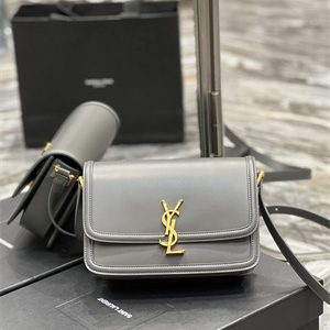 Y.S.L SOLFERINO MEDIUM SATCHEL IN BOX SAINT LAUREN Gold Tone Metal Grey Color