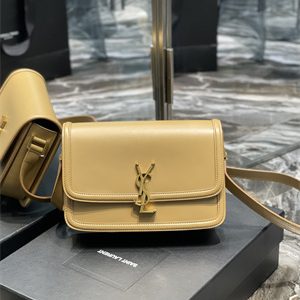Y.S.L SOLFERINO MEDIUM SATCHEL IN BOX SAINT LAUREN Gold Tone Metal Dk Beige Color