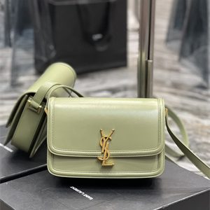 Y.S.L SOLFERINO MEDIUM SATCHEL IN BOX SAINT LAUREN Gold Tone Metal Avocado Green Color