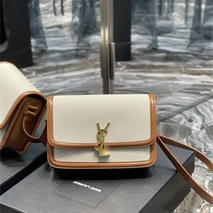 Y.S.L SOLFERINO MEDIUM SATCHEL IN Cotton Canvas and Leather Gold Tone Metal