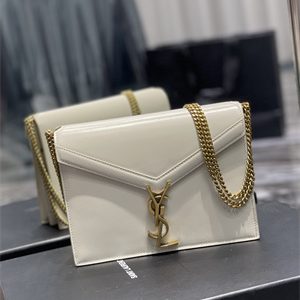 Y.S.L CASSANDRA CHAIN BAG IN BOX SAINT LAUREN Gold Tone Metal White Color