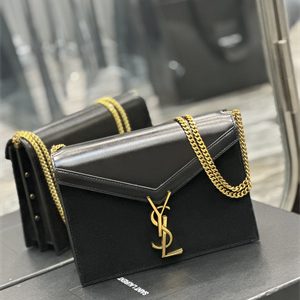 Y.S.L CASSANDRA CHAIN BAG IN BOX SAINT LAUREN Gold Tone Metal Black Color