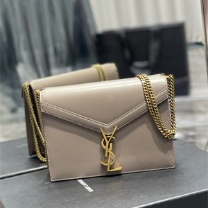 Y.S.L CASSANDRA CHAIN BAG IN BOX SAINT LAUREN Gold Tone Metal Dove Grey Color