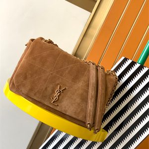 Y.S.L JAMIE 4.3 SMALL BAG IN SUEDE Brown Color Gold Tone Metal