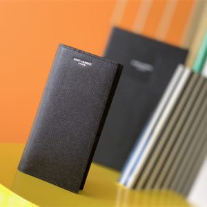 Y.S.L CONTINENTAL WALLET IN GRAIN DE POUDRE LEATHER Black Color