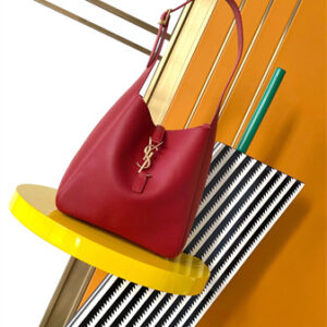 Y.S.L LE 5 A 7 Supple SMALL HOBO BAG In Red Leather