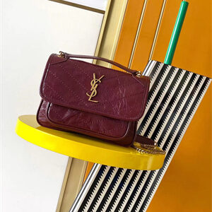 Y.S.L NIKI BABY In Vintage Leather Burgundy Color
