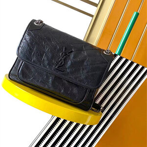 Y.S.L NIKI MEDIUM In Vintage Leather Black Color