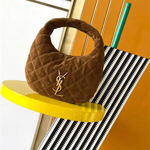 YSL ICARINO In Quilted Suede Cognac