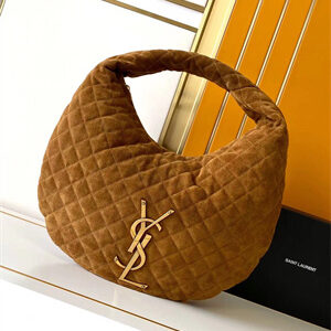 YSL ICARE HOBO In Quilted Suede Cognac