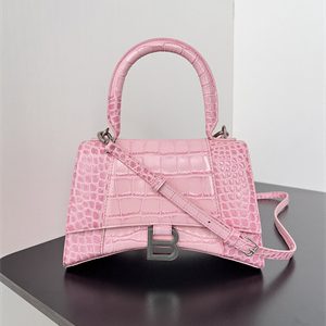 Women's Hourglass Small Handbag Crocodile Embossed In Paris Pink