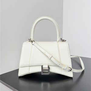 Women's Hourglass Small Handbag Grained  Calfskin In White