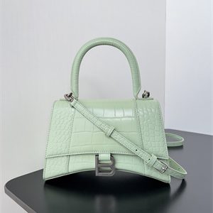 Women's Hourglass Small Handbag Crocodile Embossed In Mint Green