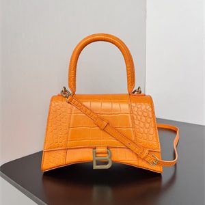 Women's Hourglass Small Handbag Crocodile Embossed In Orange