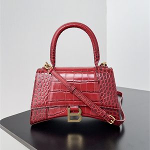 Women's Hourglass Small Handbag Crocodile Embossed In Red