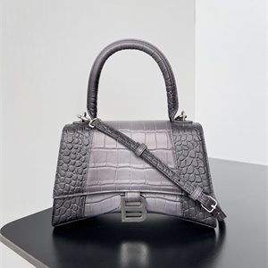 Women's Hourglass Small Handbag Crocodile Embossed In Gradient Grey