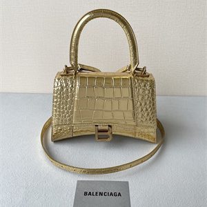 Women's Hourglass Small Handbag Crocodile Embossed In Gold