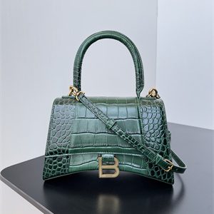Women's Hourglass Small Handbag Crocodile Embossed In Dk Green