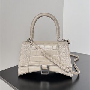 Women's Hourglass Small Handbag Crocodile Embossed In Lt Beige