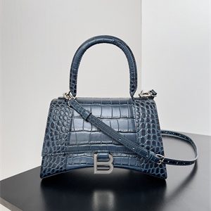 Women's Hourglass Small Handbag Crocodile Embossed In Navy