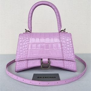 Women's Hourglass Small Handbag Crocodile Embossed In Lt Purple