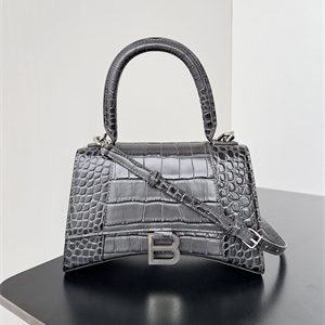 Women's Hourglass Small Handbag Crocodile Embossed In Smoky Grey