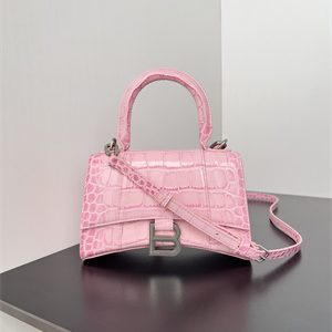 Women's Hourglass XS Handbag Crocodile Embossed In Paris Pink-Silver