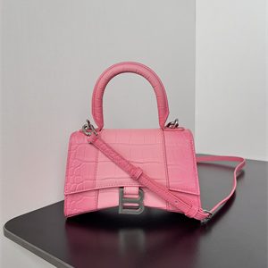 Women's Hourglass XS Handbag Crocodile Embossed In Gradient Pink-Silver