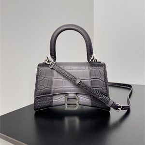 Women's Hourglass XS Handbag Crocodile Embossed In Gradient Grey-Silver
